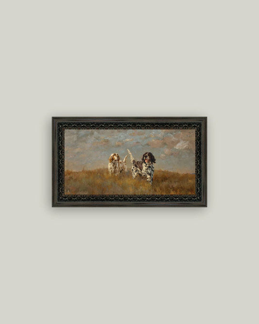 Two Hilltop Setters Framed Antique Art