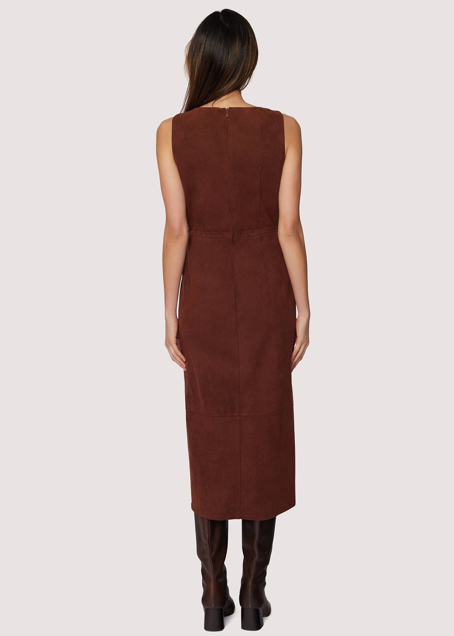Fall Enchantment Midi Dress - Fall Solid Suede Front Slit