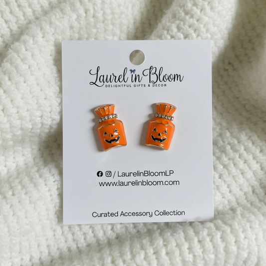 Crystal Pumpkin Potion Earrings