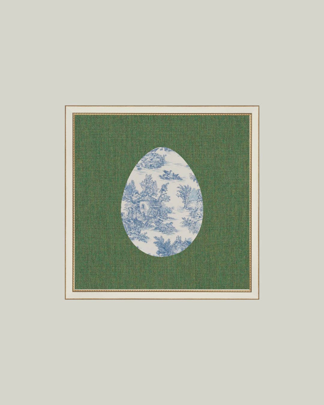 Countryside Toile Egg Framed Antique Art