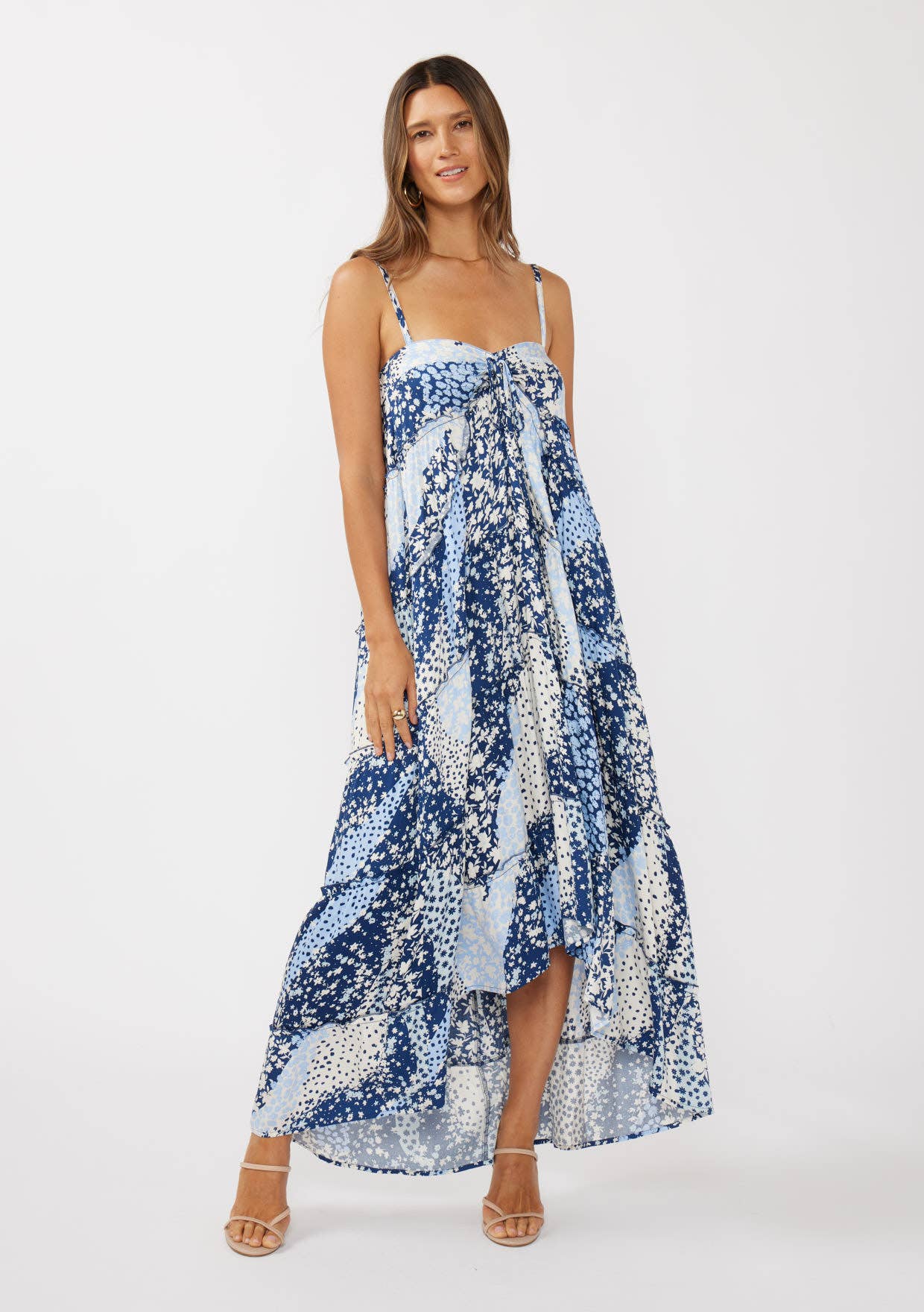 Floral Tiered Spaghetti Strap Maxi Dress