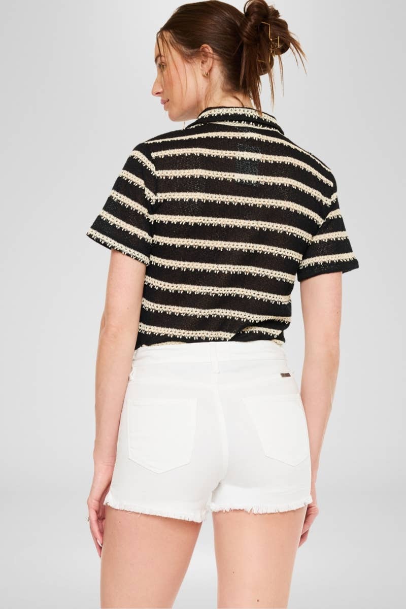 HIGH RISE WHITE DENIM SHORTS-KC70057WT
