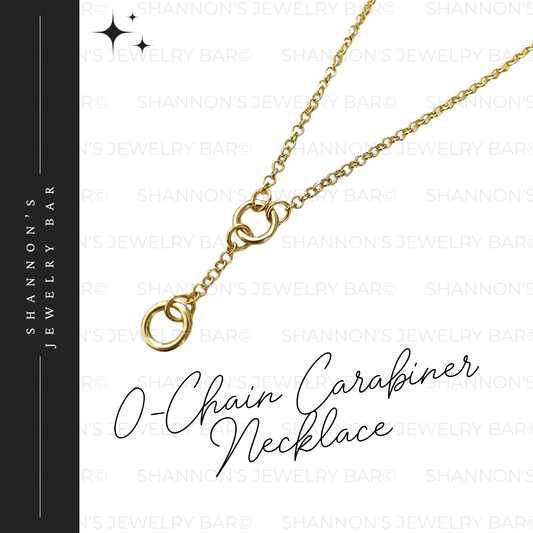 Double Carabiner Chain Necklace, 18K Gold Plated