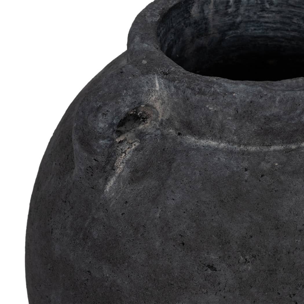 Black 7 in. Contemporary Pottery Bulbous Jug with Handle