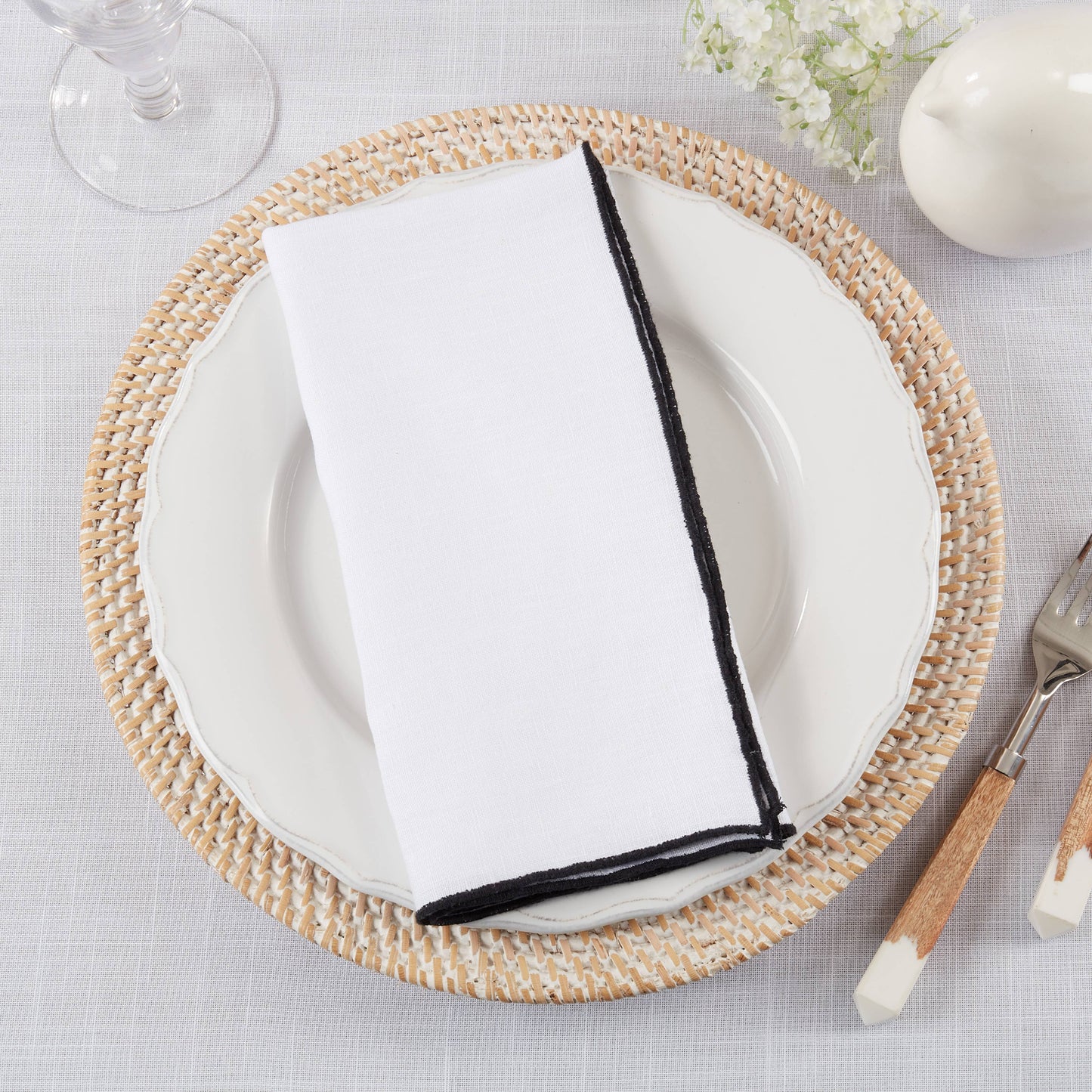 Linen Stonewashed Stitched Border Napkin