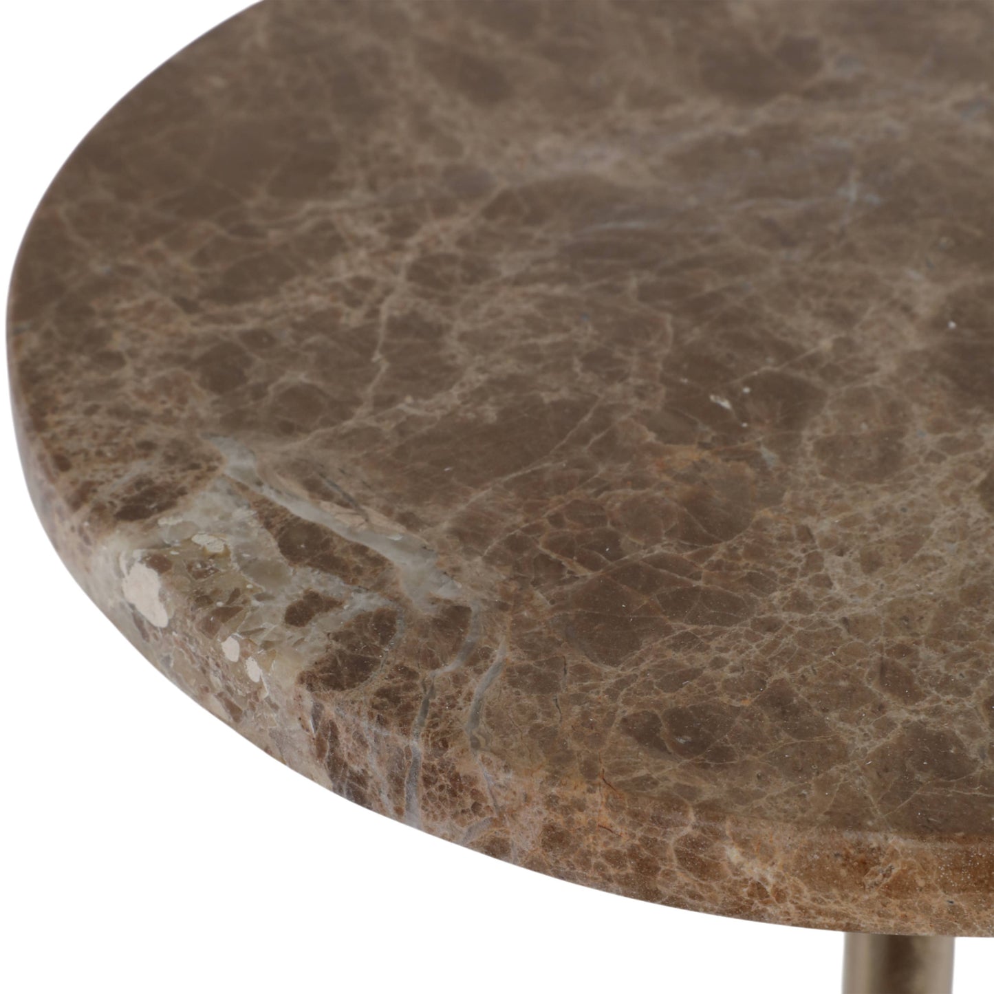 27X10" Marble Top Drink Table, Tan/Gold, Novelty, 27"H,