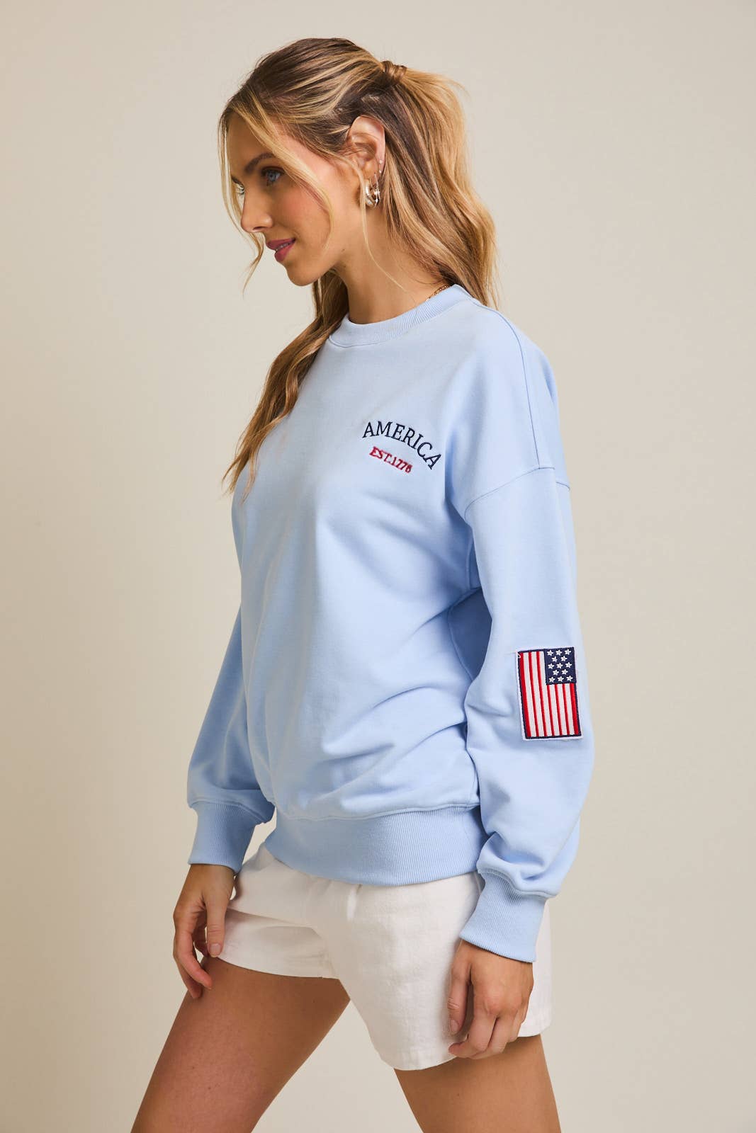 CREW NECK"USA"GRAPHIC SWEATSHIRT