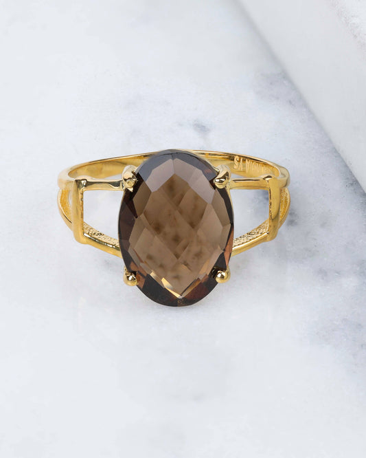 Smoky Quartz Solitaire Ring