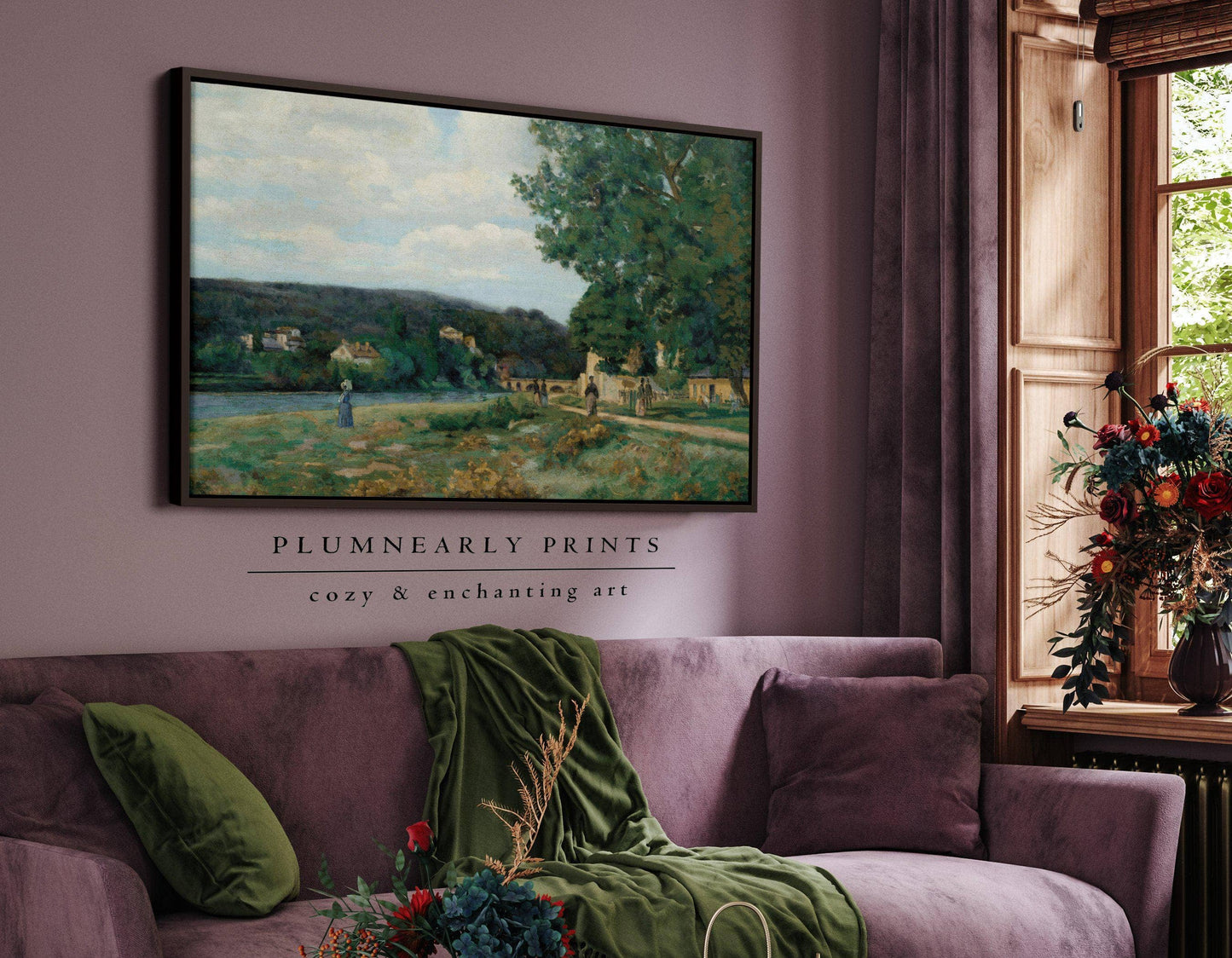 Emerald Green Landscape Oil Painting Framed Canvas Art 24