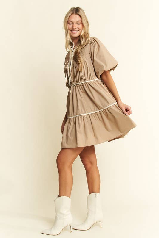 SOLID TIERED DRESS