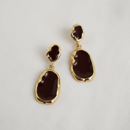 Artistic Burgundy Drop Earrings with Unique Design