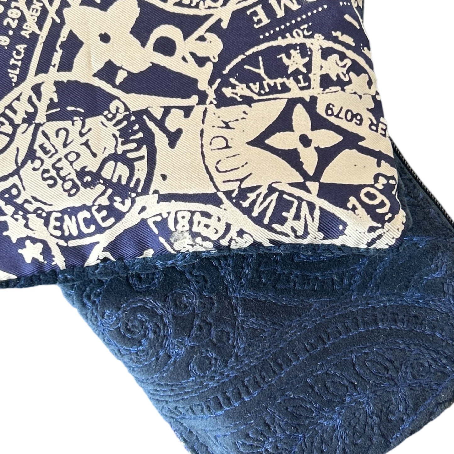 Vintage LV Travel Stamps Silk Scarf Coffee Run Keychain Bag