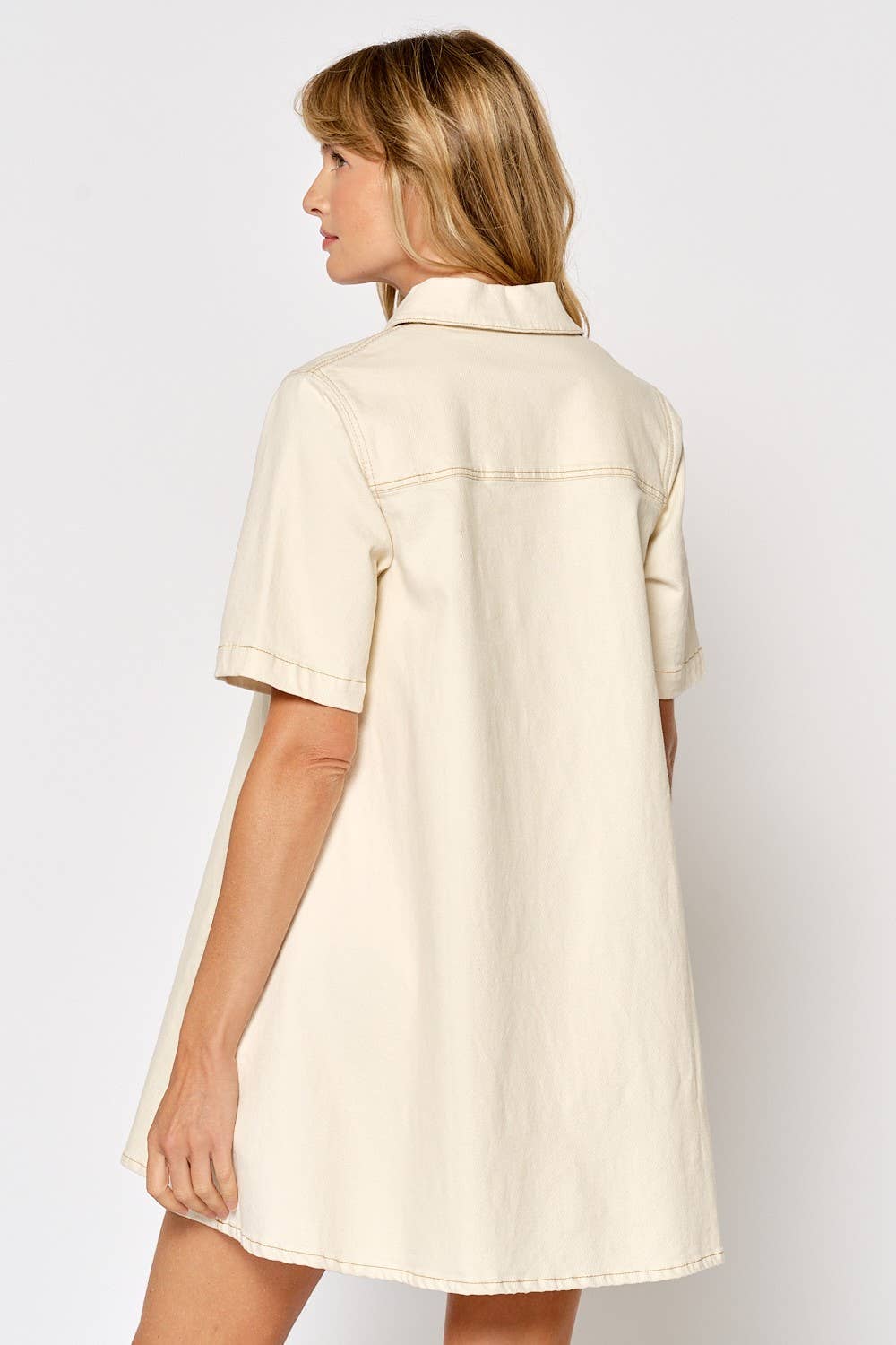ILD4879 SHORT SLEEVE BUTTON DOWN SHIRT DRESS