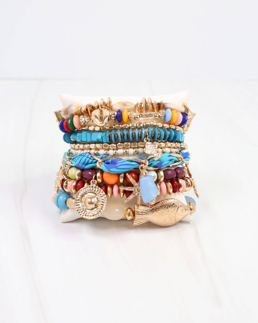 Urbana Beaded Stretch Bracelet Blue Multi