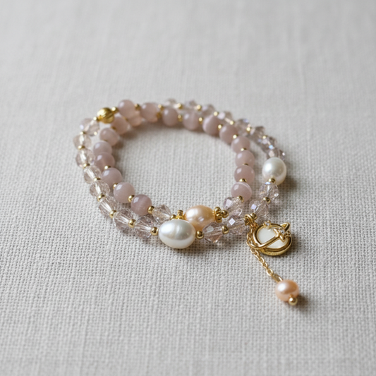 Cat's Eye Crystal Pearl Bracelet