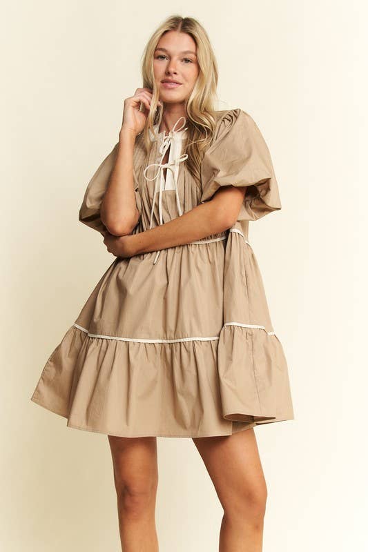 SOLID TIERED DRESS