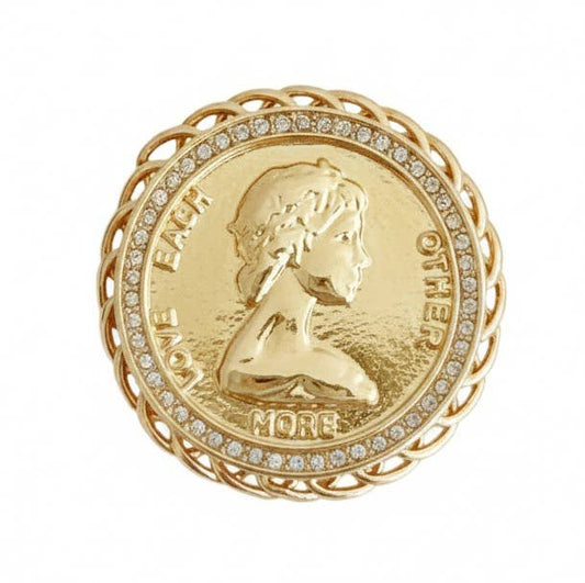 Vintage Medallion Coin Brooch Pin