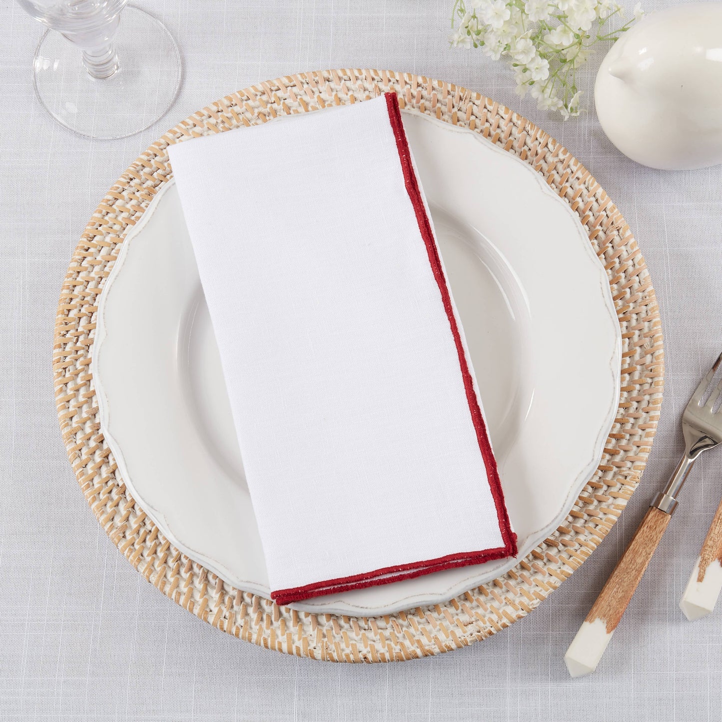 Linen Stonewashed Stitched Border Napkin