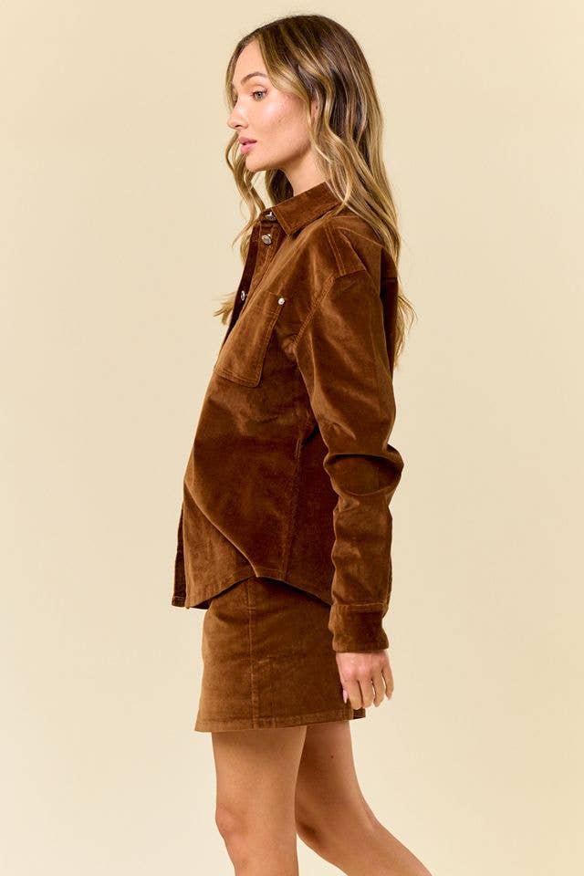 SIS1208A WALNUT CORDUROY MINI SKIRT