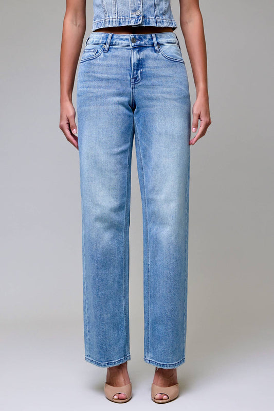 Vintage Wash Stretch Mid Rise Dad Jean