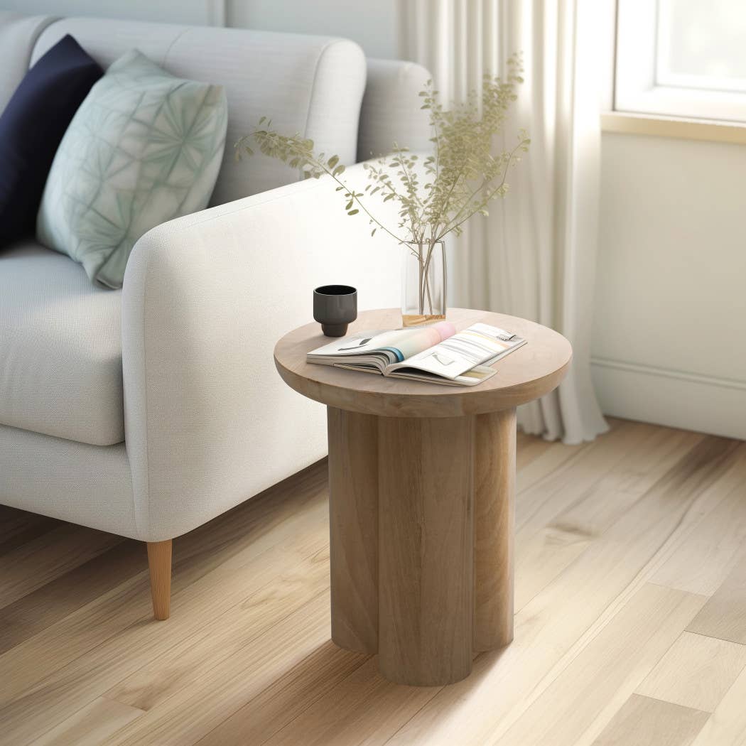 18 in. Natural Wood Scandinavian Farmhouse Side Table