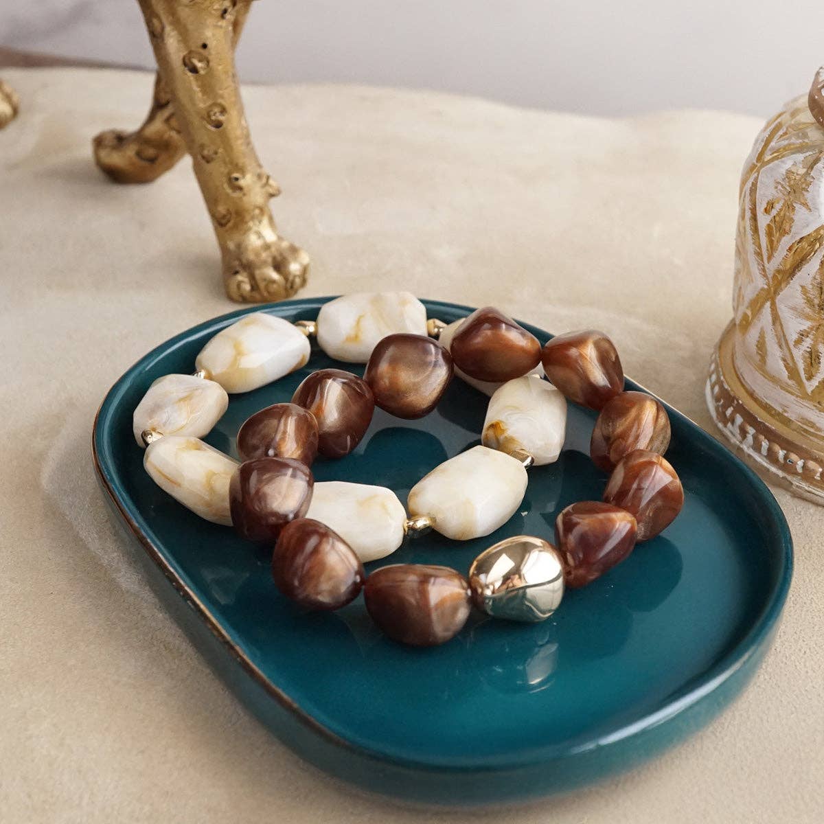Chunky Beaded Acrylic Stretchy Bracelets - Boho Harmony
