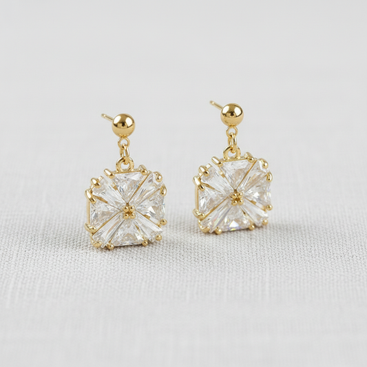 Geometric Zirconia Stud Earrings