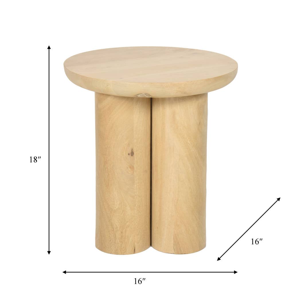 18 in. Natural Wood Scandinavian Farmhouse Side Table