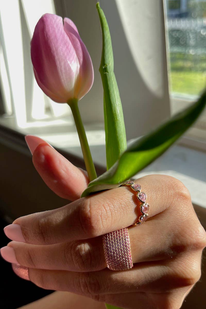 BILLIONAIRE RING- PINK CIGAR BAND RING 14K GOLD VERMEIL