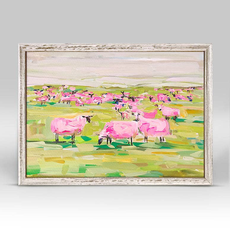 Pink Sheep Mini Framed Canvas