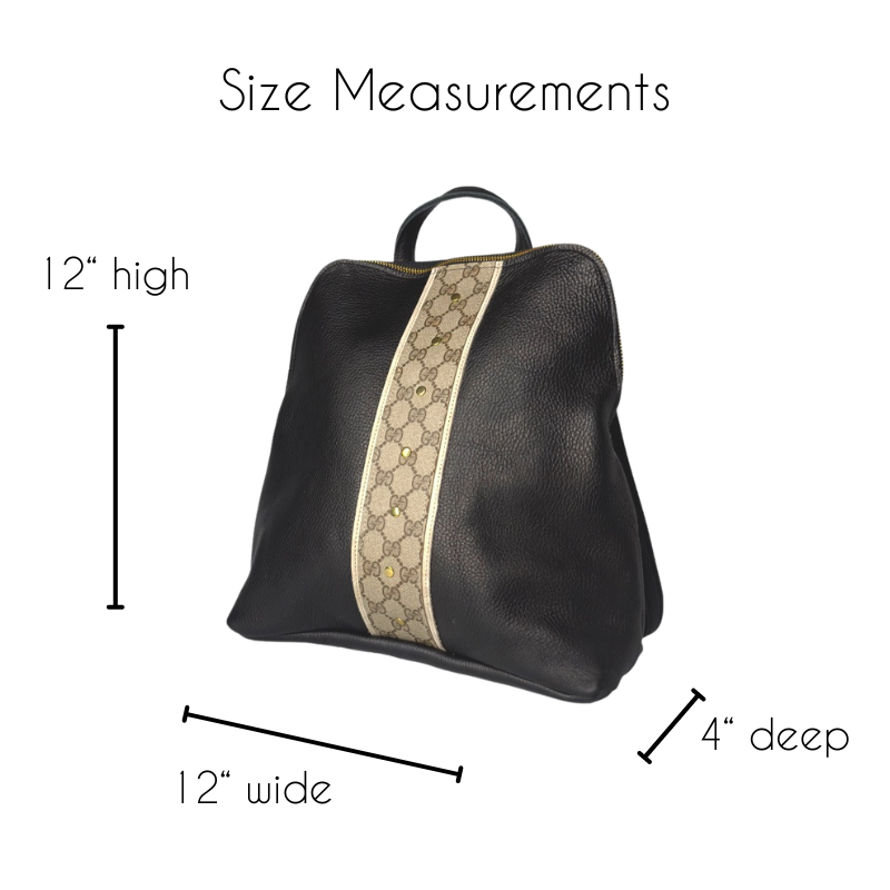 Riley Backpack In Black Leather | Upcycled GG
