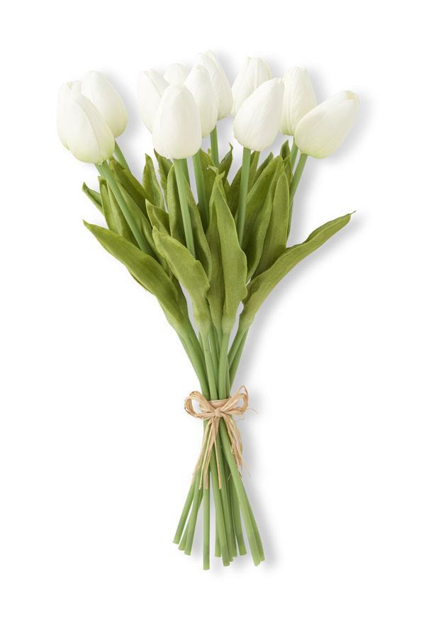 13" White Tulip Bundle 12 Stems
