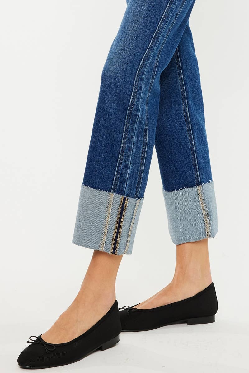 OPEN PACK MID RISE CROP STRAIGHT JEANS-KC7478D