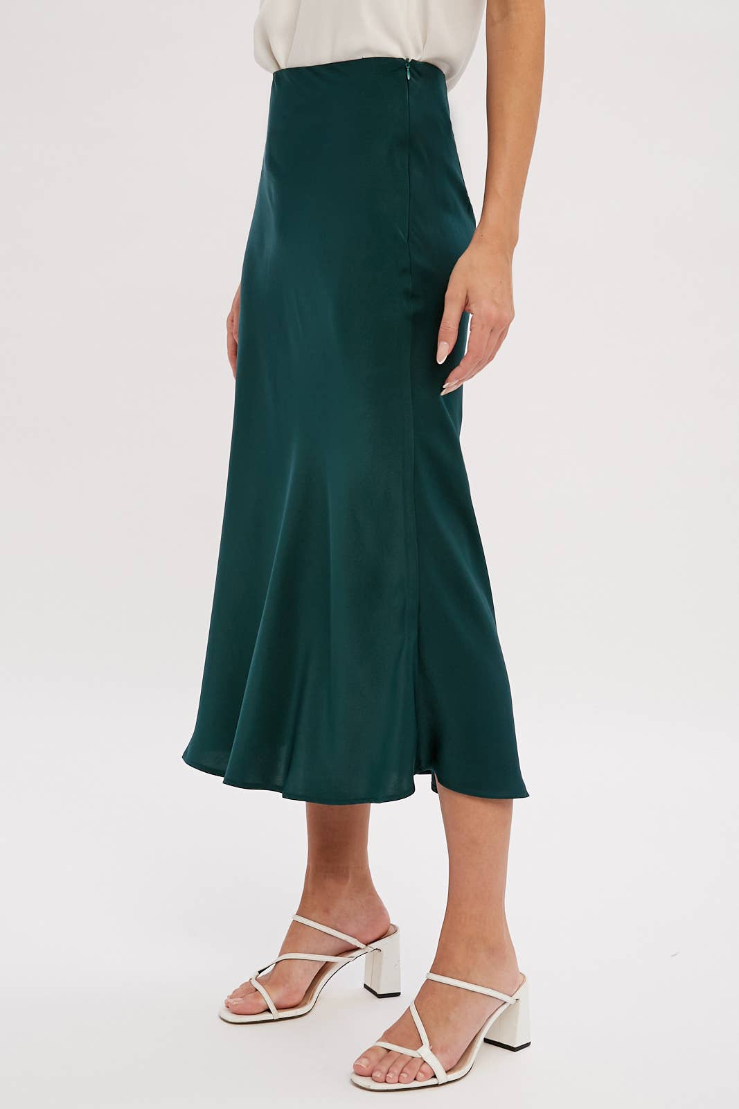 SATIN MIDI SKIRT