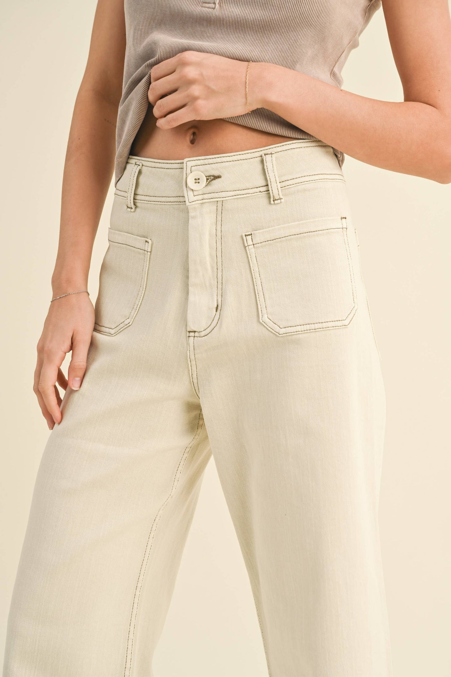 MMP1913 STRAIGHT WIDE LEG PANTS WITH FRONT POCKET