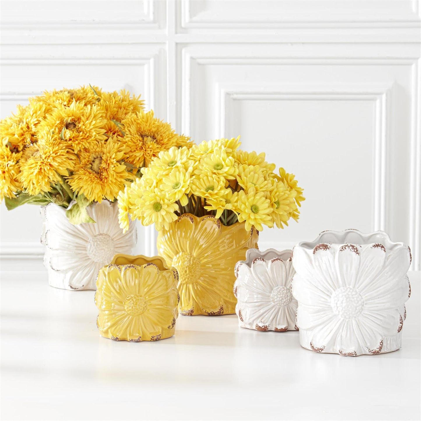 LG Yellow Ceramic Sunflower Pot