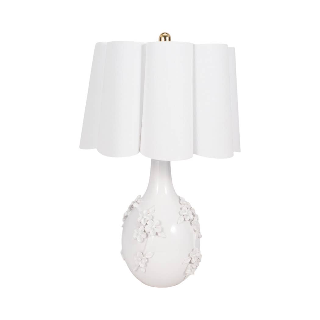 Ivory 25 in. Ceramic Floral Applique Table Lamp