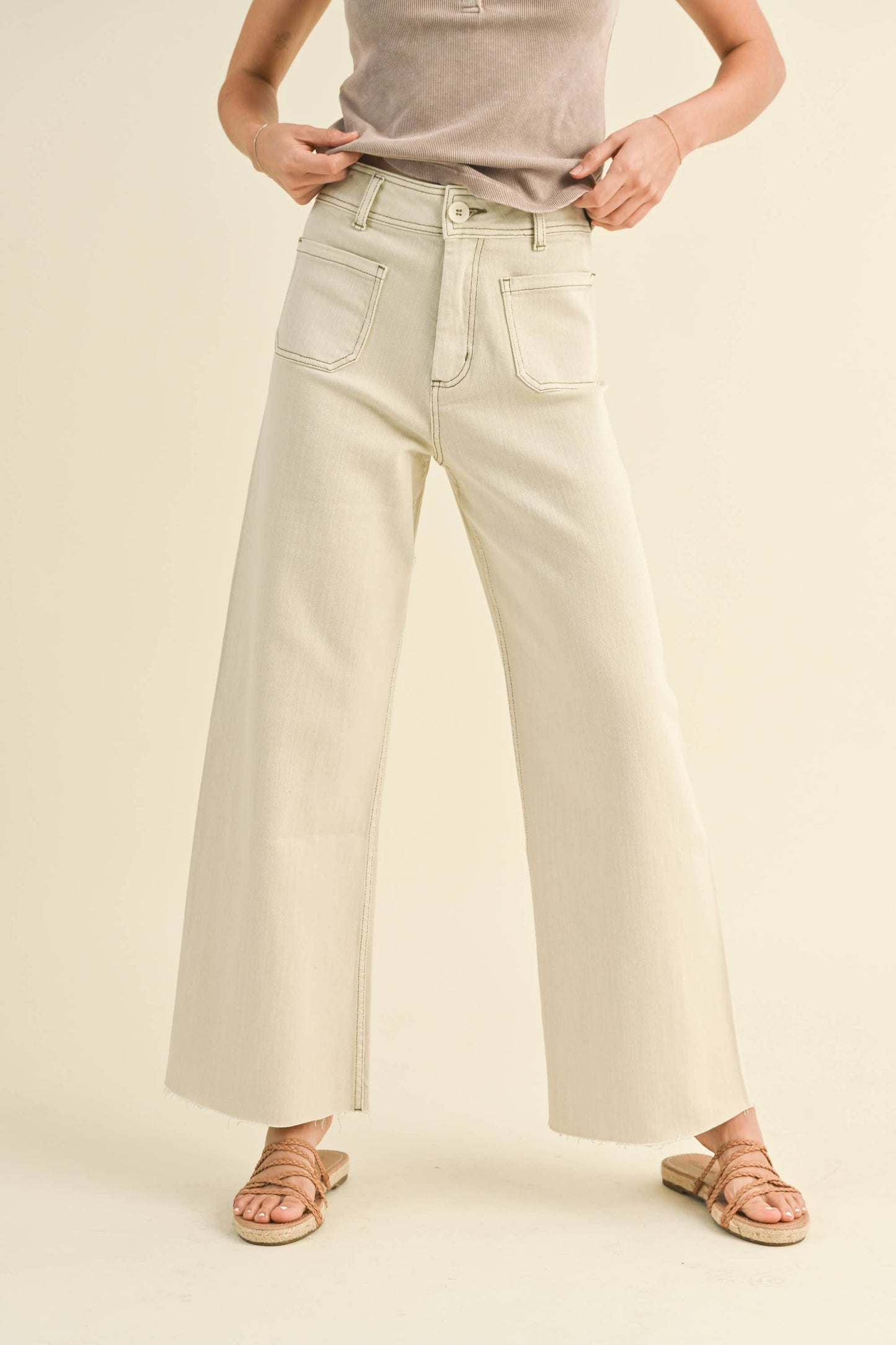 MMP1913 STRAIGHT WIDE LEG PANTS WITH FRONT POCKET