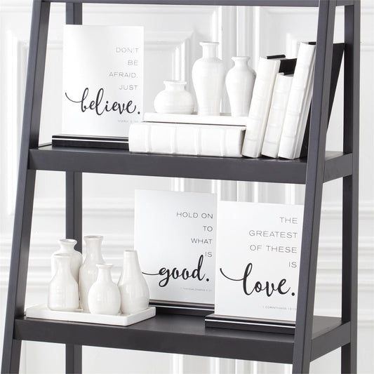 6.25" White Ceramic Vases on Tray