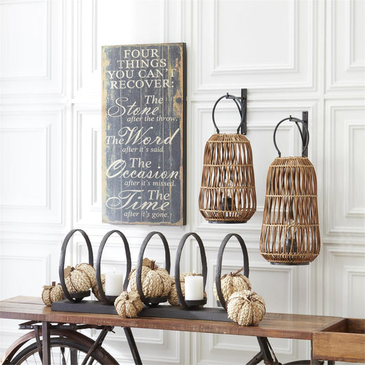 SM Rattan Hanging LED Lantern