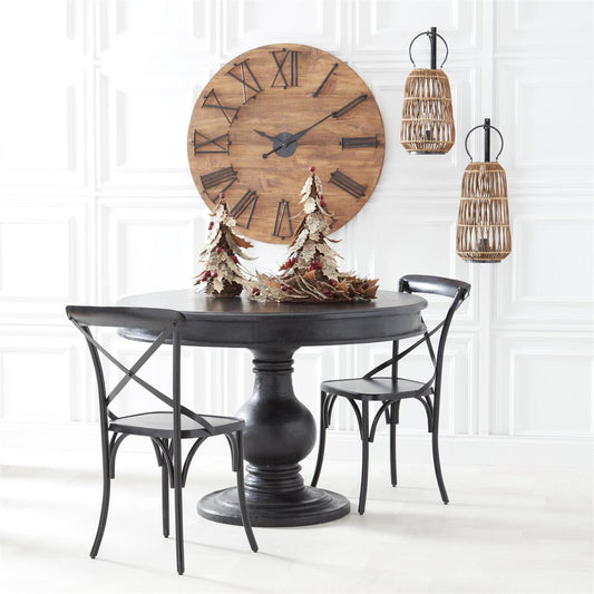 Large Rattan Hanging LED Lantern with Timer