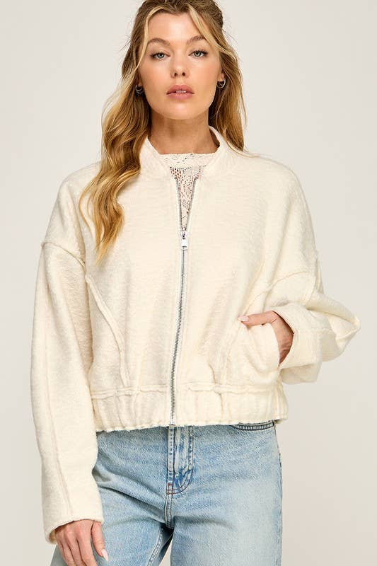 SOFT TOUCH TEXTURED BOMBER JACKET