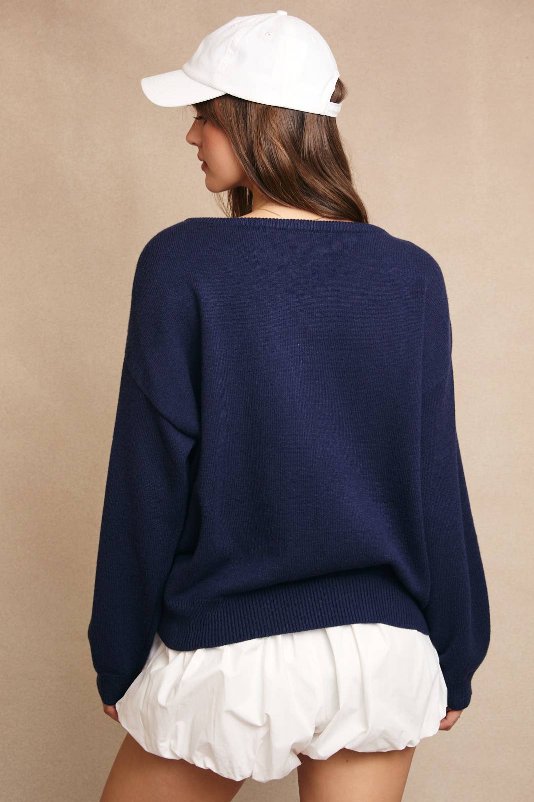 OFF SHOULDER LONG SLEEVE GOLDENDOODLE GRAPHIC SWEATER