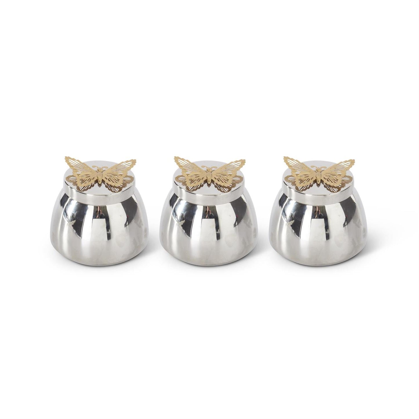 Silver Candle Jar w/Butterfly