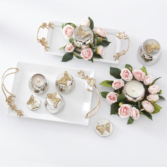 Silver Candle Jar w/Butterfly