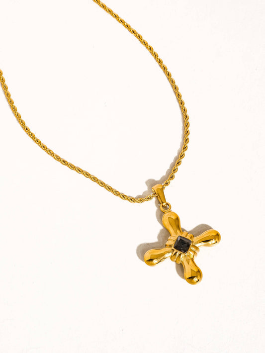 Chantal 18K Gold Non-Tarnish Stone Cross Necklace