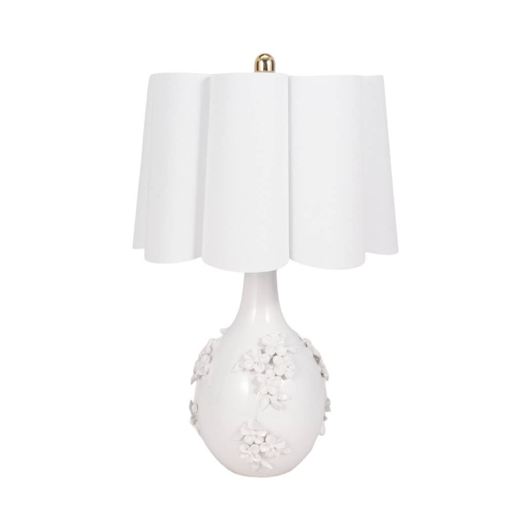 Ivory 25 in. Ceramic Floral Applique Table Lamp