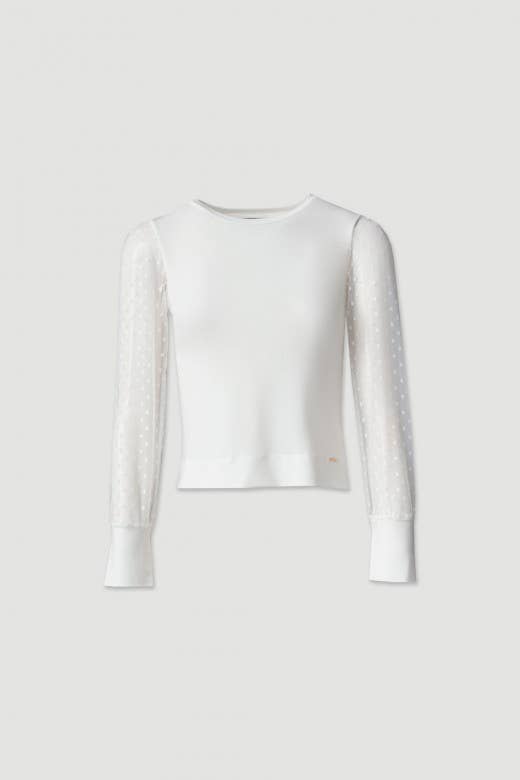 Mesh Top with Tulle Sleeves