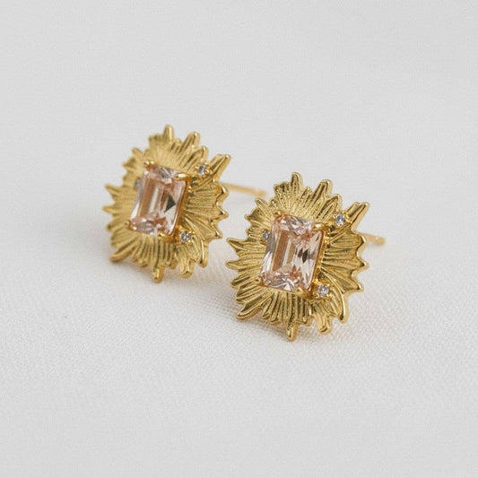 Artistic Floral Gemstone Stud Earrings