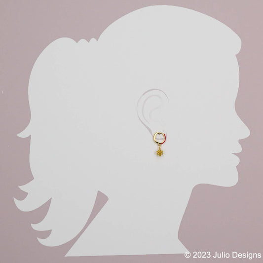 ER618 Enamel Huggie with Bead Drop Earring